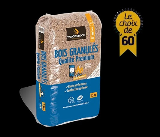 6 palettes de 72 sacs de pellets bois – 15 kg par sac – Total 6 480 kg 100% résineux